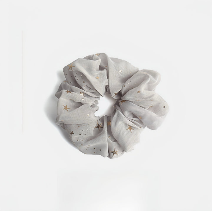 Add a touch of sophistication with this light gray hair scrunchie, a timeless accessory.