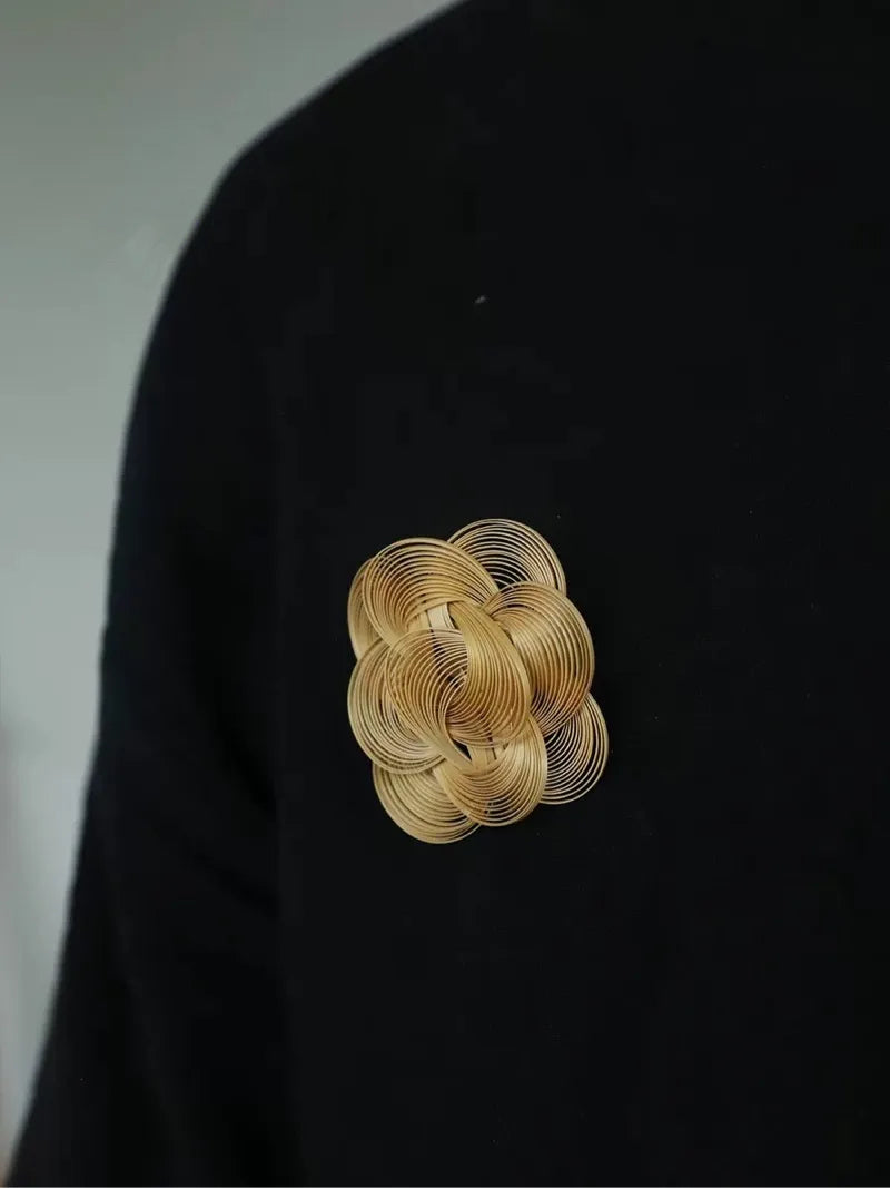 Handmade Bamboo Brooch - Traditional Chinese Craft