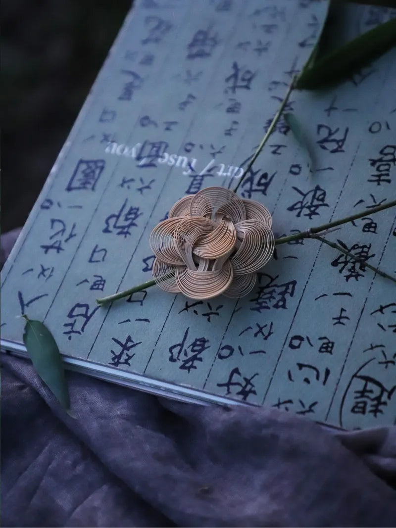 Handmade Bamboo Brooch - Traditional Chinese Craft