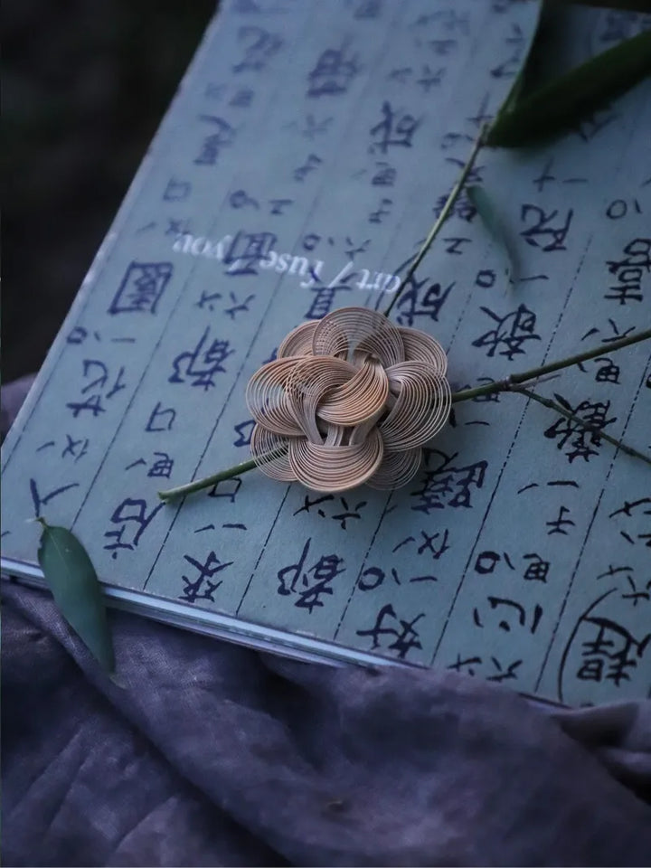 Handmade Bamboo Brooch - Traditional Chinese Craft