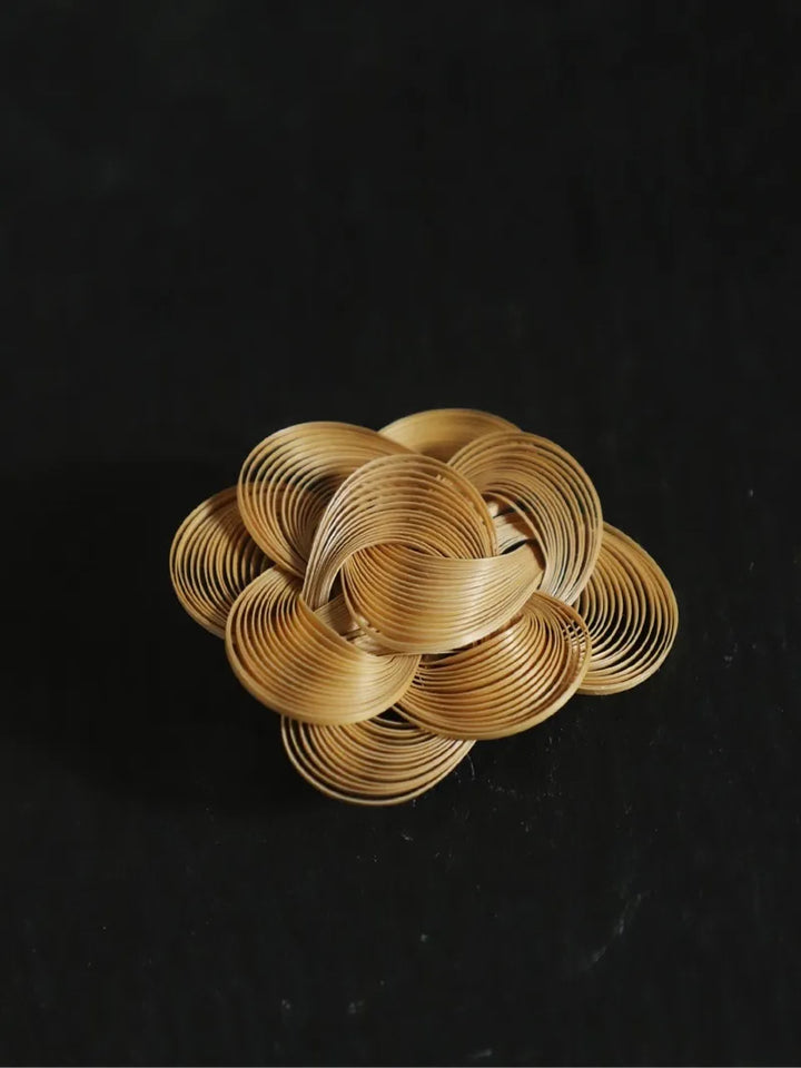 Handmade Bamboo Brooch - Traditional Chinese Craft