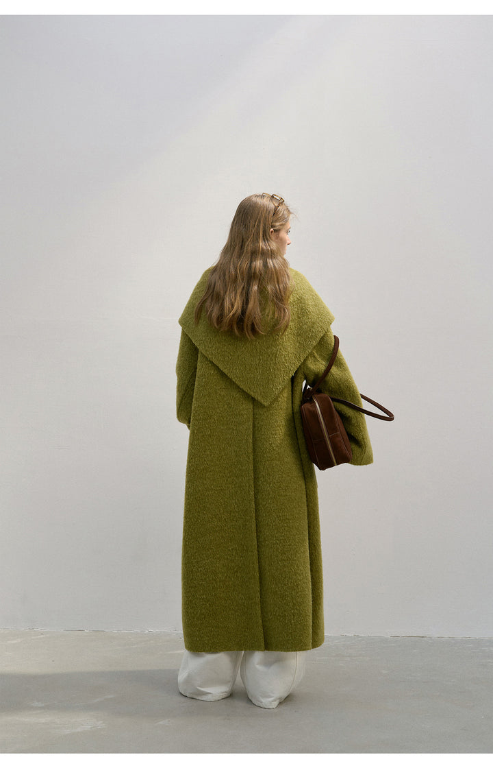 Brushed Wool Coat with Removable Scarf - Two Colors