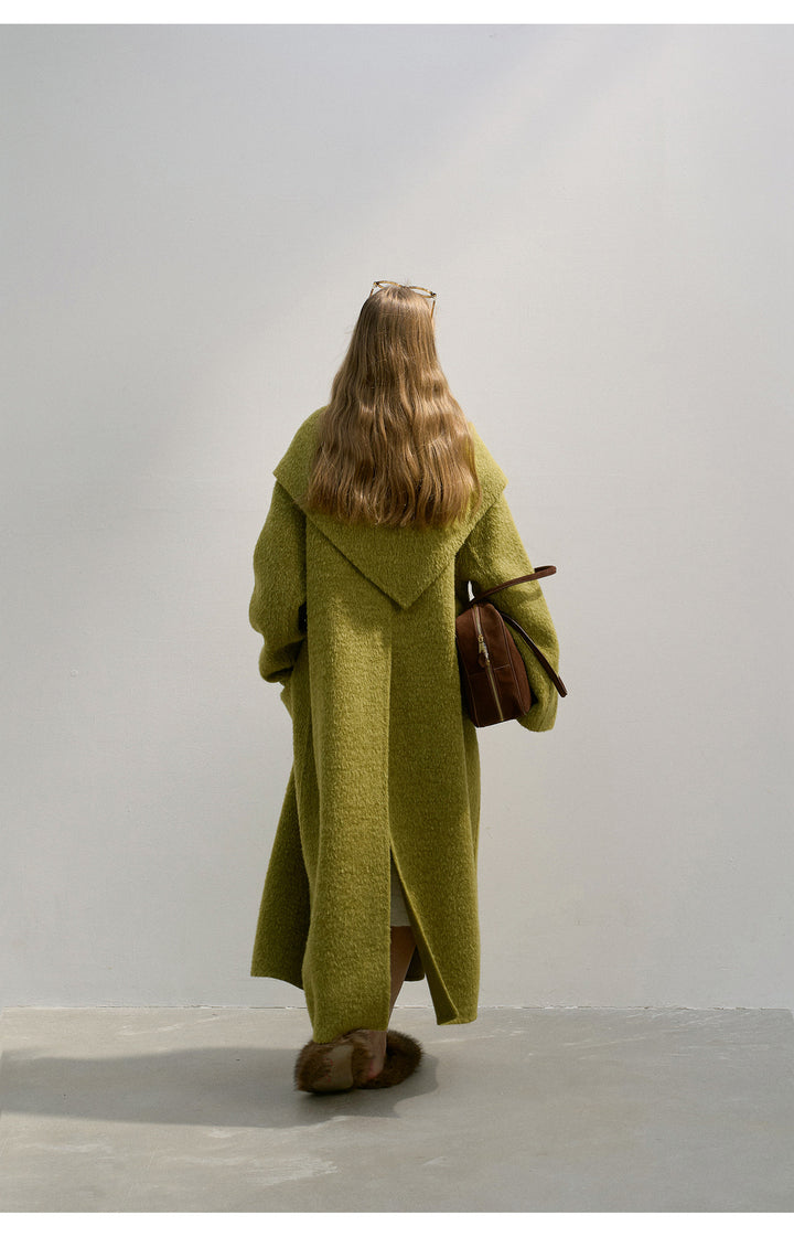 Brushed Wool Coat with Removable Scarf - Two Colors