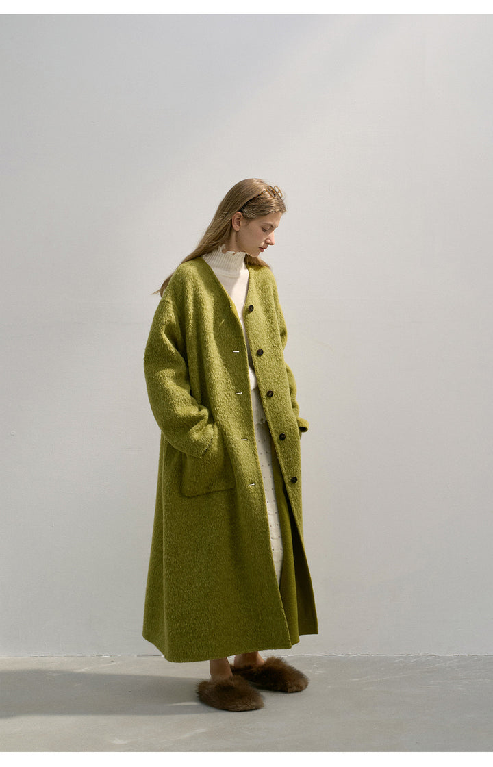 Brushed Wool Coat with Removable Scarf - Two Colors