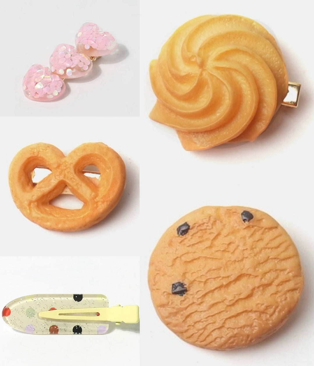 Collage of cute hair clips from the Christmas advent calendar for girls