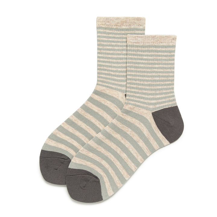 Add a touch of subtle flair with these light green striped women's socks.