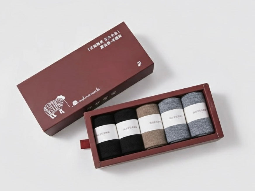 Men’s wool and cashmere socks gift box – 5-pair deluxe set for gifting