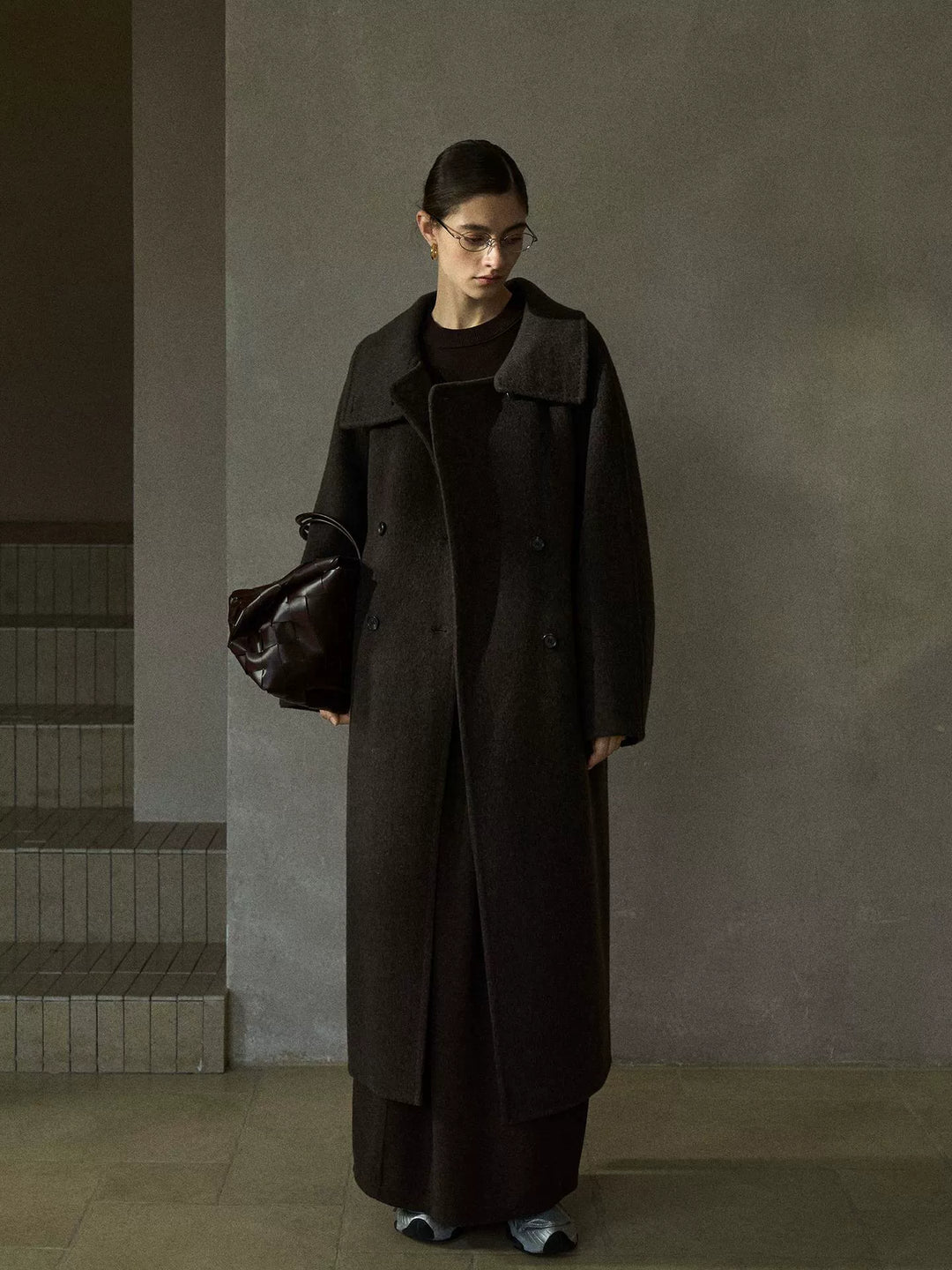Oversized Wool Coat with Tie Belt
